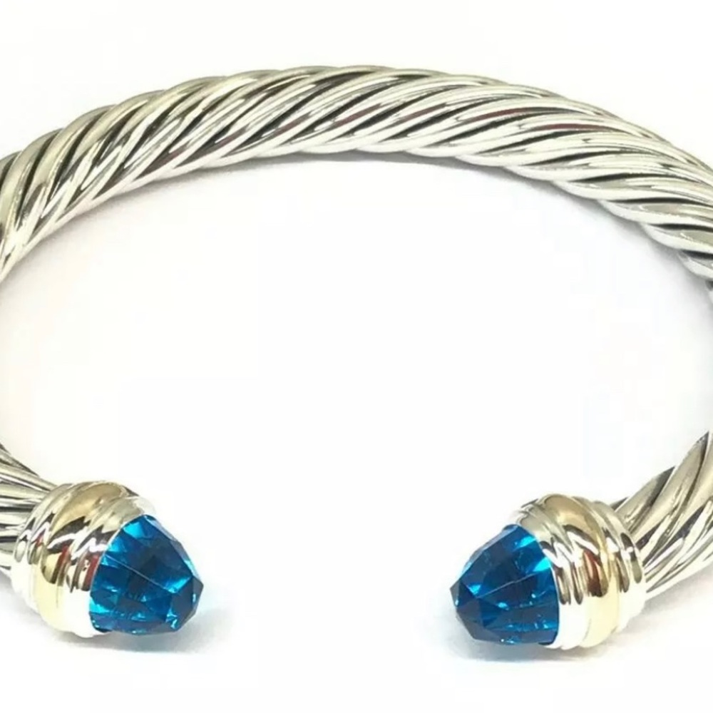 David Yurman 7mm ss, Blue Topaz Bracelet.